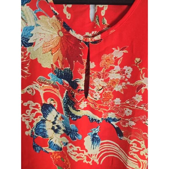 Violet + Claire Plus XL Blouse Red Floral Chiffon Work Office Statement Piece - Picture 5 of 7